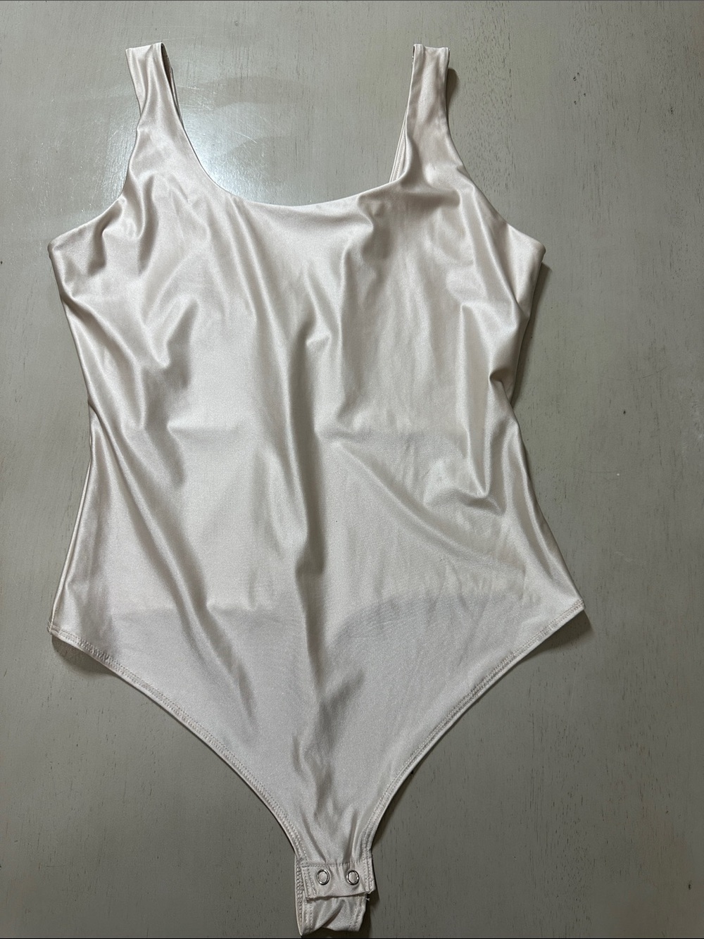 Wild Fable Square Neck Tank Bodysuit Champagne Pearl Metallic M Like New